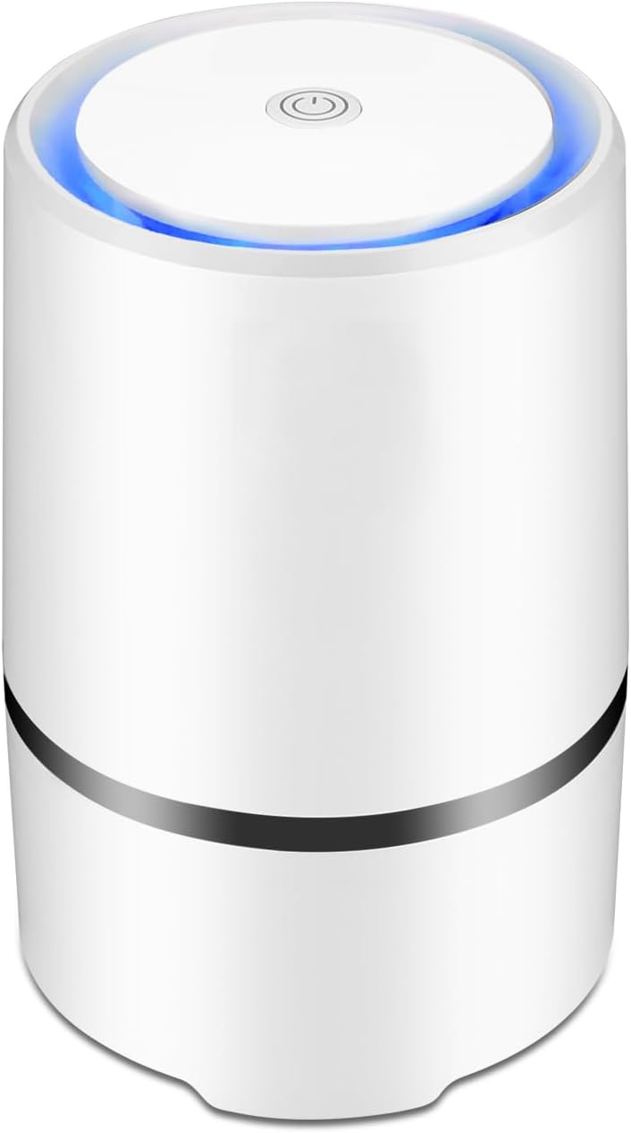 Air Purifier Small Portable Air Cleaner for Bedroom with  Filter, Upgraded Low Noise Home Air Purifiers (White)