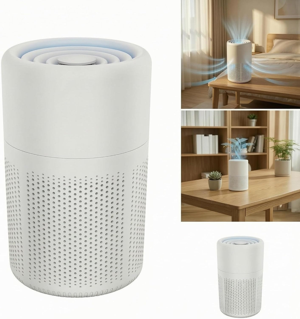 Quiet  Air Purifier for Bedroom with Aromatherapy Sink and  3-in-1 Filter 360 Degree Air Intake USB Desktop Cleaner for Pet Dander Smoke Dust